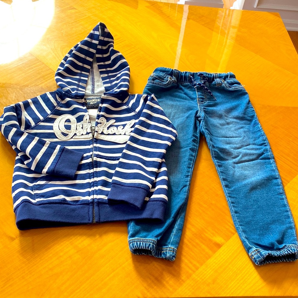 OshKosh B’gosh zip up hoodie and Carters jeans 4T